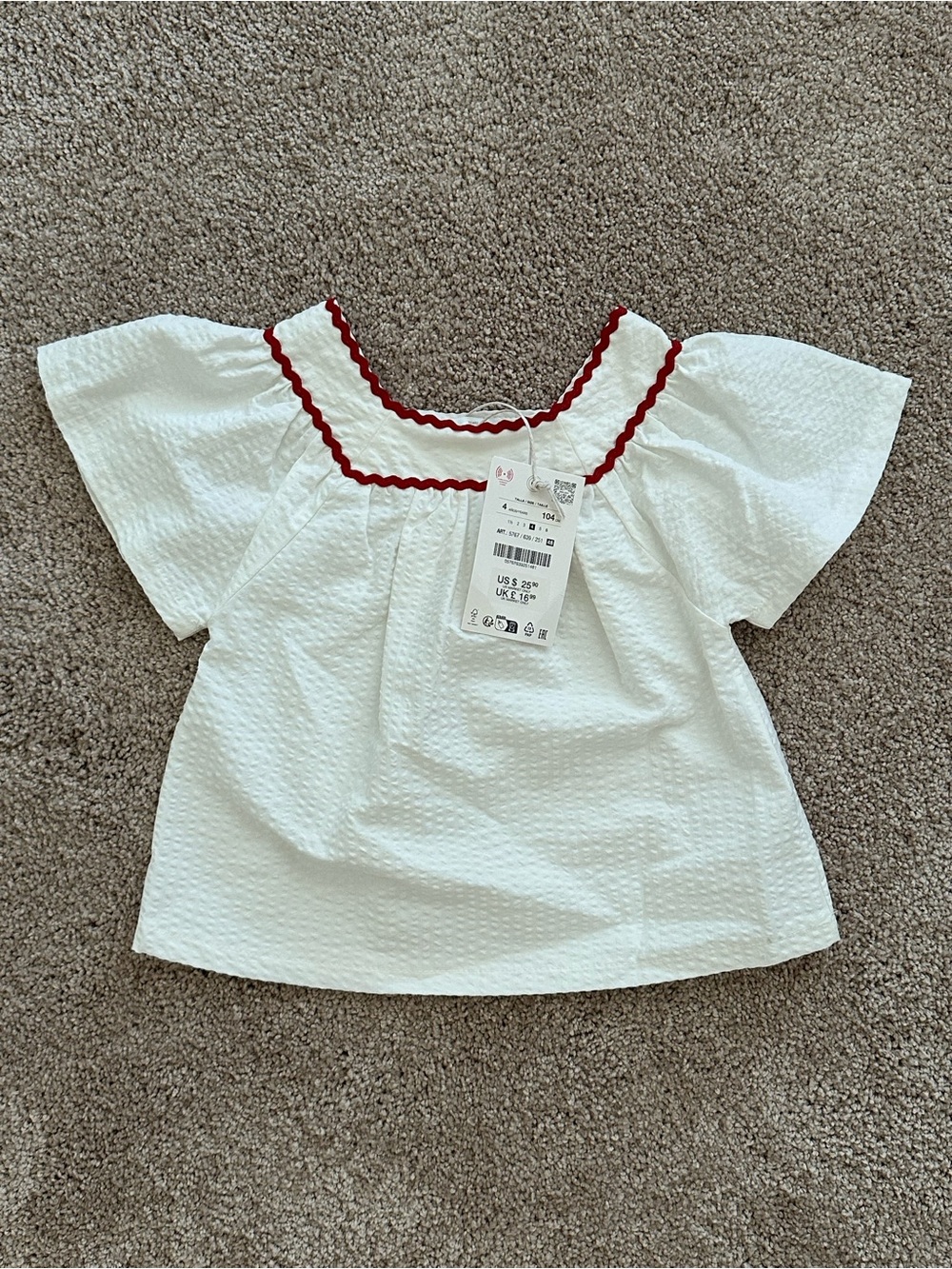 ZARA KIDS WAVE TEXTURED TOP